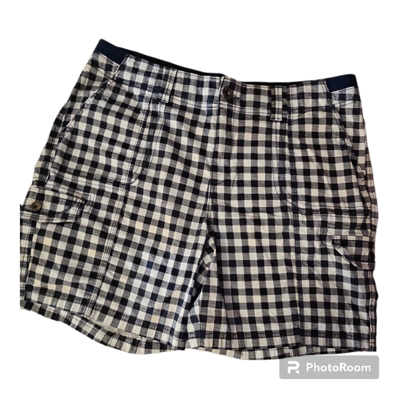 EUC Style & Co gingham shorts, navy and white, 16 - Picture 1 of 7